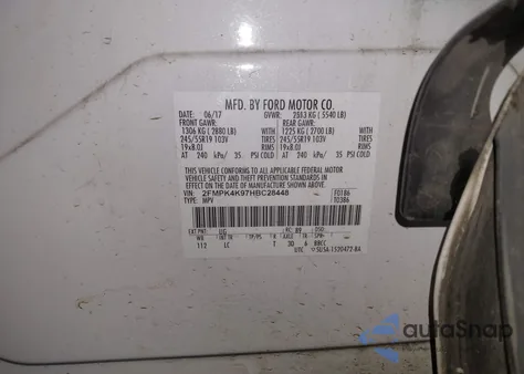 2017 Ford Edge Titanium z USA, uszkodzony, nr VIN 2FMPK4K97HBC28448